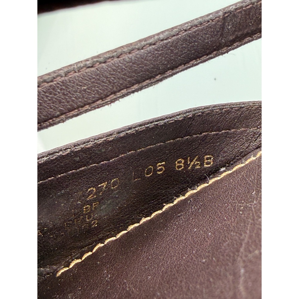 Lauren Ralph Lauren Brown Croc Embossed T Strap Kitten Heels Pointed Toe 8.5 y2k - Picture 10 of 11